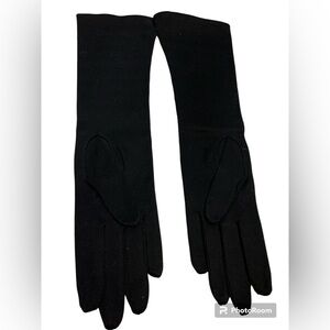 VTG Wear - Right Black Cotton Opera Long Gloves Size 7 floral embroidered